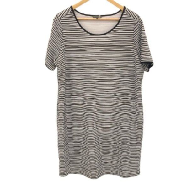 Vince Camuto Dressy Black White Striped Scoop Neck Sheath Dress Plus SIze 1X - Picture 1 of 7